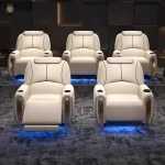 Luxury Electric Leather Home Theater Recliner Sofa Chair with LED Massage for Couples