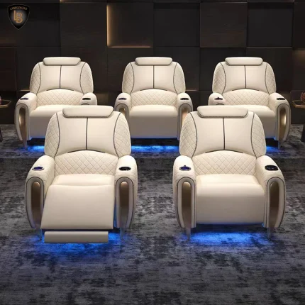 Luxury Electric Leather Home Theater Recliner Sofa Chair with LED Massage for Couples