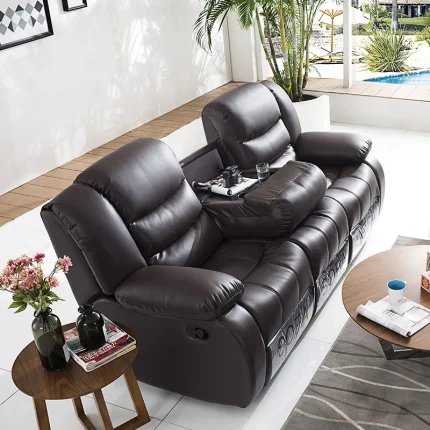 Modern 3-Seat Electric Leather Home Theater Sofa for Small Apartment Living